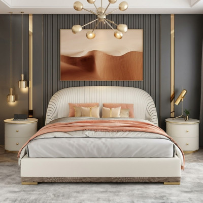 Designerskie Podwójne łóżko Hotel Luxury Skóra Sypialnia 150/180x200cm