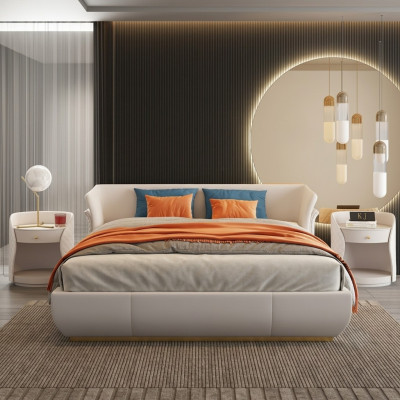 Designerskie łóżko podwójne Nowoczesne Hotel Skóra Podwójne łóżko 180x200cm