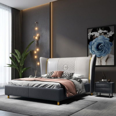 Designerskie Podwójne łóżko Hotel Luxury Sypialnia 150/180x200cm Skóra