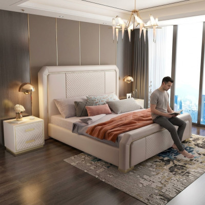 Designerskie Podwójne łóżko Hotel Luksusowe łóżko Sypialnia 180x200cm