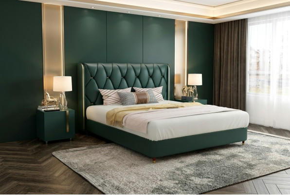 Łóżko Podkładka Design Luksusowe Dwuosobowe łóżko Hotelowe Małżeństwo 180x200cm Skóra