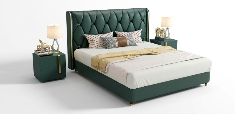 Łóżko Podkładka Design Luksusowe Dwuosobowe łóżko Hotelowe Małżeństwo 180x200cm Skóra