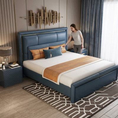 Design Łóżko Sypialnia Podwójne łóżko łóżko Hotel Luxury Podkładka Skóra