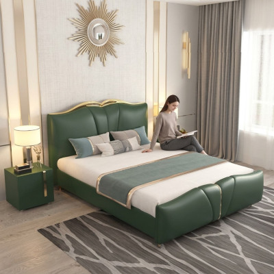 Designerskie łóżko Sypialnia łóżko Włókienniczy Skóra Hotel Luxury Podkładka
