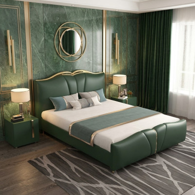 Designerskie łóżko Sypialnia łóżko Włókienniczy Skóra Hotel Luxury Podkładka