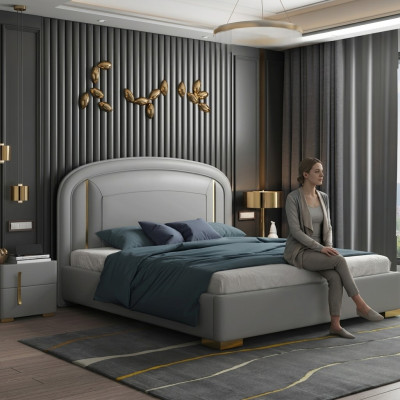 Nowoczesny design Łóżko 180x200 Aksamit Metal Hotel łóżko małżeńskie