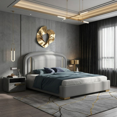 Nowoczesny design Łóżko 180x200 Aksamit Metal Hotel łóżko małżeńskie