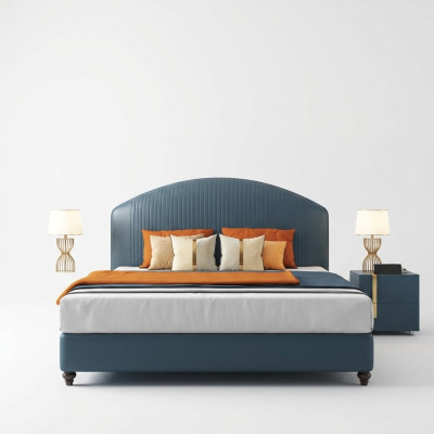 Łóżko Podkładka Design Luksusowe metalowe podwójne łóżko Małżeństwo Sleep Pokój Blue