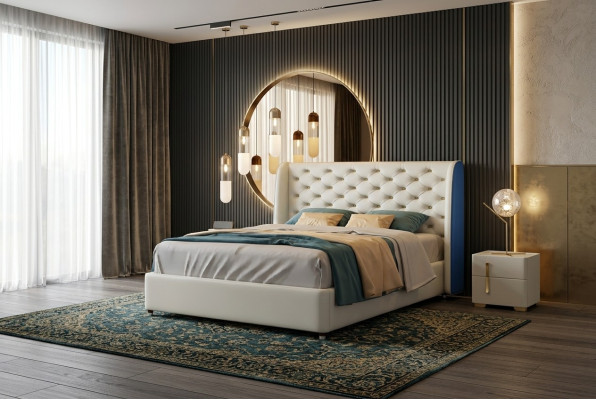Łóżko Podkładka Design Luksusowe podwójne łóżko hotelowe Sleep Pokój Skóra Modern