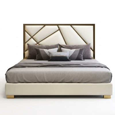 Łóżko Podkładka Design Luksusowe podwójne łóżko hotelowe Sleep Pokój Deco Skóra Nowe