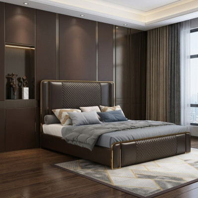 Luksusowe designerskie łóżko dla Sypialni Aksamit pokryte materiałem Meble bed