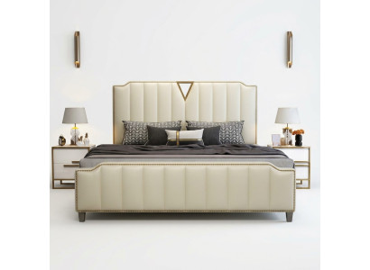 Designerskie łóżko 180x200 Skóra Hotel Łóżko metalowe Deco Double Sleeping Pokój