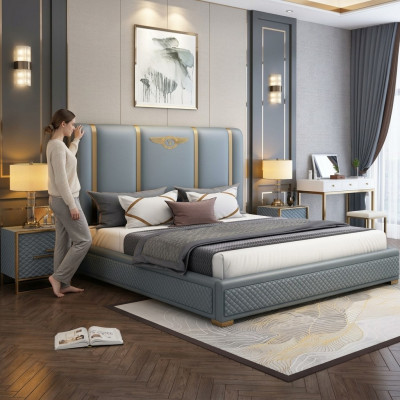 Łóżko Podkładka Design Luksusowe metalowe podwójne łóżko Hotel Marriage Sleep Pokój