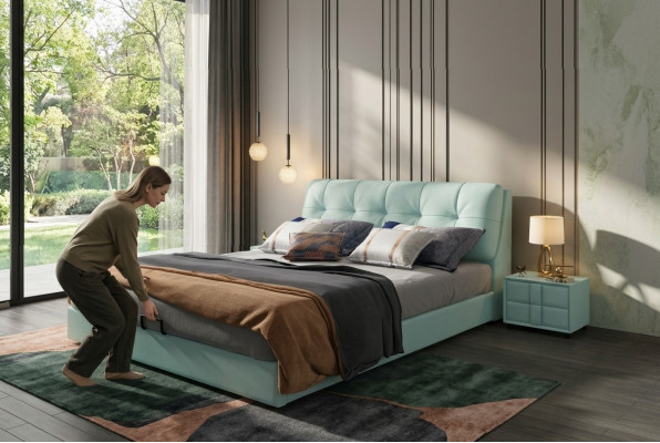 Designerskie łóżko 180x200 Skóra Łóżko metalowe Double Sleep Pokój Luxury Marriage