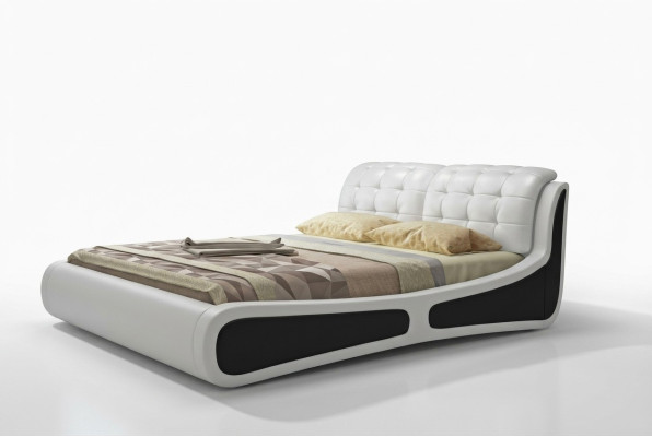 Łóżko Podkładka Design Luksusowe podwójne łóżko Biały 180x200cm Sleep Pokój Skóra