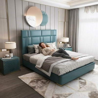 Skóra Luksusowy Hotel Łóżko Podwójne Podkładka łóżka Sleep Pokój 180x200 Double