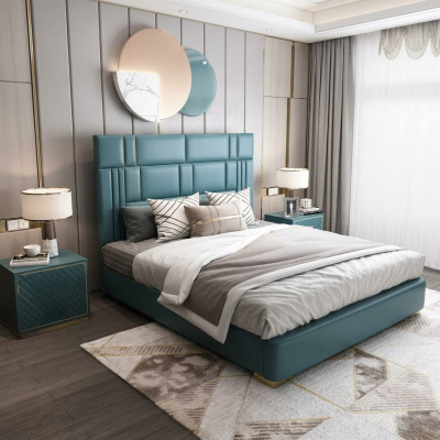 Skóra Luksusowy Hotel Łóżko Podwójne Podkładka łóżka Sleep Pokój 180x200 Double