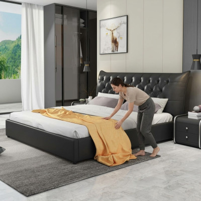 Designerskie Podwójne łóżko łóżko Sypialnia Skóra Luxury Hotel Podkładka
