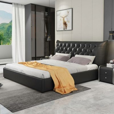 Designerskie Podwójne łóżko łóżko Sypialnia Skóra Luxury Hotel Podkładka