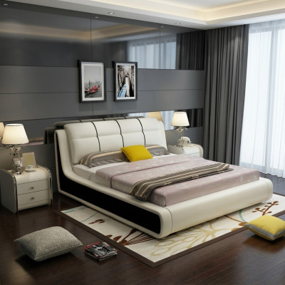 Luksusowe podwójne łóżko Sypialnia Łóżko Drewno 180x200cm designerski hotel