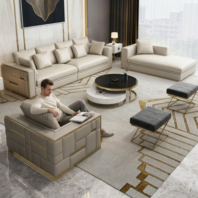 Design Luxury Zestaw sofowy Skóra Sofa Podkładka Couch Design Zestaw mebli