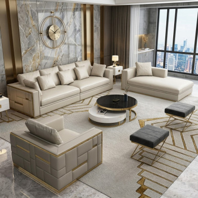 Design Luxury Zestaw sofowy Skóra Sofa Podkładka Couch Design Zestaw mebli