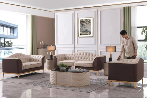 Luksusowy zestaw mebli sofowy Sofa Deko Podkładka 3+2+1 miejsce do siedzenia + stolik kawowy