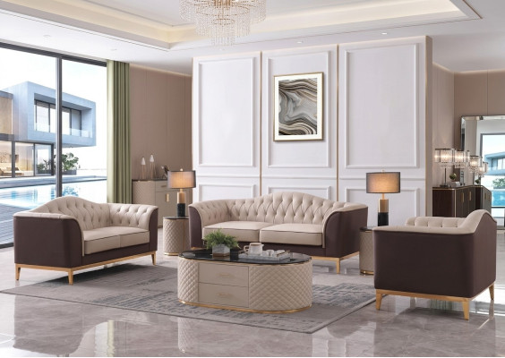 Luksusowy zestaw mebli sofowy Sofa Deko Podkładka 3+2+1 miejsce do siedzenia + stolik kawowy