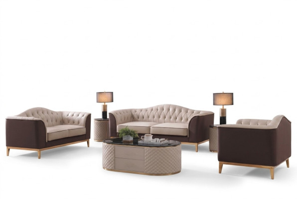 Luksusowy zestaw mebli sofowy Sofa Deko Podkładka 3+2+1 miejsce do siedzenia + stolik kawowy