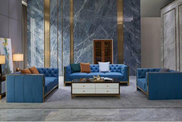 Kompletny zestaw Chesterfield Zestaw sofowy 3 2 1 Siedziba stolik kawowy designerski 4 sztuki