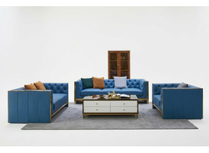 Kompletny zestaw Chesterfield Zestaw sofowy 3 2 1 Siedziba stolik kawowy designerski 4 sztuki