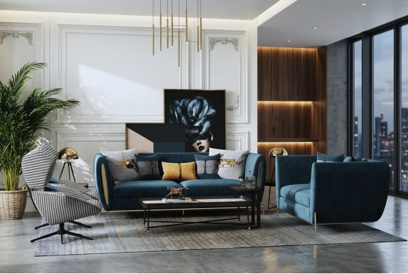 Zestaw sofowy 3+1 miejsce do siedzenia Zestaw Design Sofy Podkładka Kanapy Włókienniczy Relaks Luxury