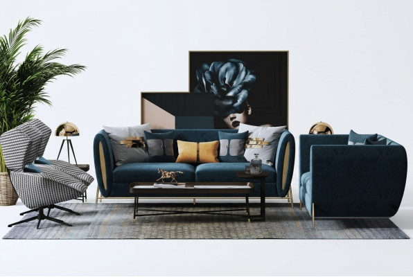 Zestaw sofowy 3+1 miejsce do siedzenia Zestaw Design Sofy Podkładka Kanapy Włókienniczy Relaks Luxury