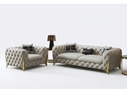 Zestaw sofowy Duży Zestaw 3+1 miejsce do siedzenia Skóra Kanapa Sofa Ustawić Design Kanapy