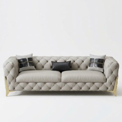 Kanapa Aksamit Skóra sofa do salonu kanapy Chesterfield 3-osobowa