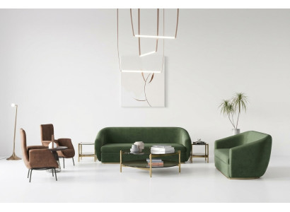 Zestaw sofowy 3+3 miejsce do siedzenia Green Sofa Obcios Skóra Sofy Kanapy Podkładka