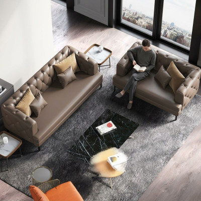 Brown Chesterfield Zestaw sofowy 3+2 miejsce do siedzenia 2szt. Zestaw designerskich, dekoracyjnych podkładek do kanap