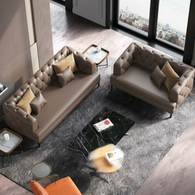 Brown Chesterfield Zestaw sofowy 3+2 miejsce do siedzenia 2szt. Zestaw designerskich, dekoracyjnych podkładek do kanap