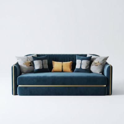 Projekt Włókienniczy Stal nierdzewna Duże 3 miejsca do siedzenia Sofa Skóra Materiał Sofy Kanapy Meble