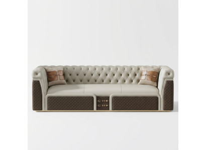 Sofa Trzyosobowa Sofa Stylowa Nowoczesna Podkładka Chesterfield Skóra Kanapy