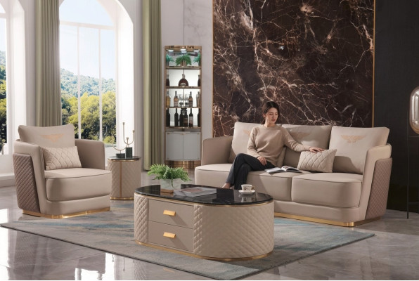 Kompletny zestaw sofa 3+1 + stolik kawowy Stolik projektant Żywy krajobraz