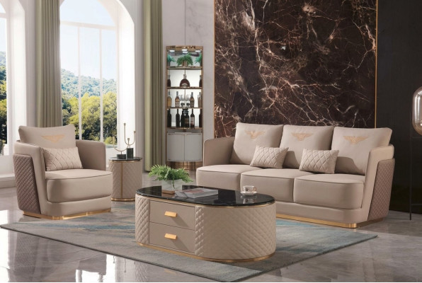 Kompletny zestaw sofa 3+1 + stolik kawowy Stolik projektant Żywy krajobraz