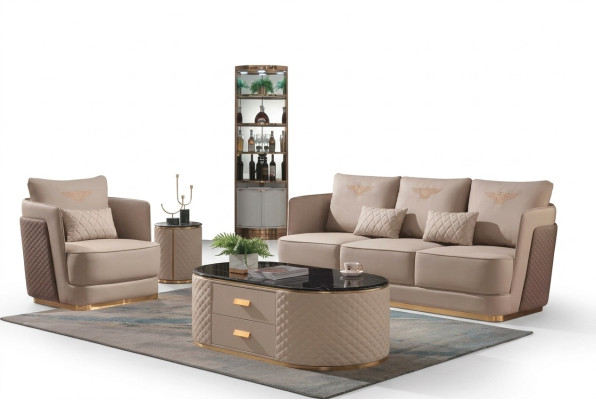 Kompletny zestaw sofa 3+1 + stolik kawowy Stolik projektant Żywy krajobraz