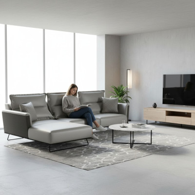 Designerska skórzana sofa Narożnikowa kanapa Podkładka Narożnik Kanapa Siedziba Narożnik L kształt Ustawić sofę