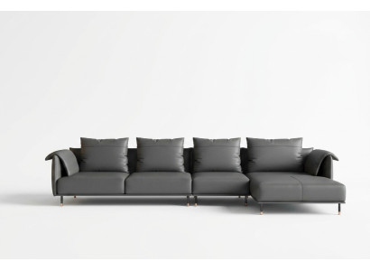 Narożnikowa kanapa Ustawić Sofę Szara Skóra Sofa w kształcie litery L Kanapy Design Podkładka