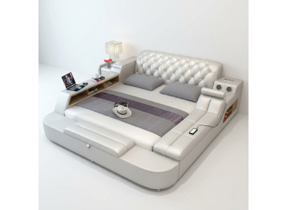 Design Łóżko Duże łóżko Skóra Hotel Podkładka 180x200 Wielofunkcyjna Półka