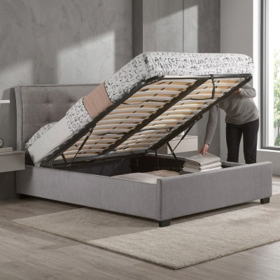 Chesterfield Design Tapicerowane Łóżko Angielskie Łóżko Podwójne Szare Łóżka 160/180x200