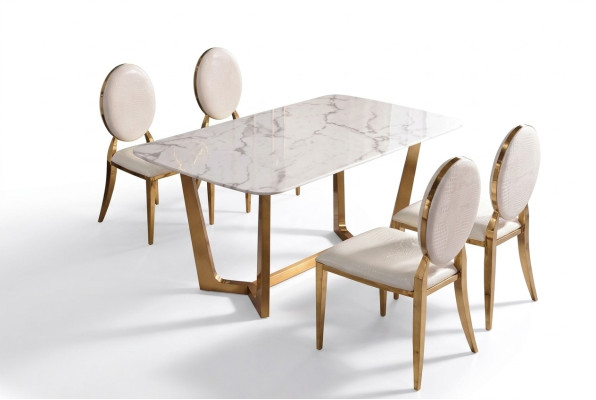 Stół obiadowy Modern Table jadalnia Ustaw 4x Krzesło Zestaw 5 szt. ustawić