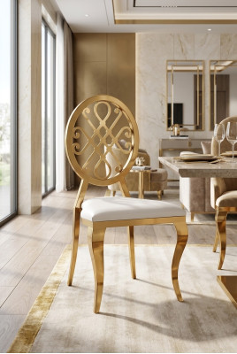 Design Krzesło Fotel Podkładka Krzesła Luxury Włókienniczy Stal nierdzewna Fotel Jadalnia