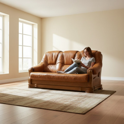 Drewno Sofa 3 miejsce do siedzenia Podkładka Designerskie Kanapy Ustawić SL Sofa Trzyosobowa Skóra
